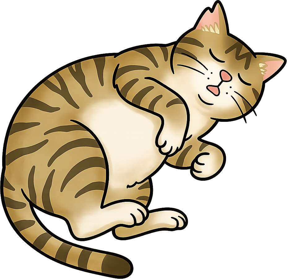 眠そうに寝るブンタ