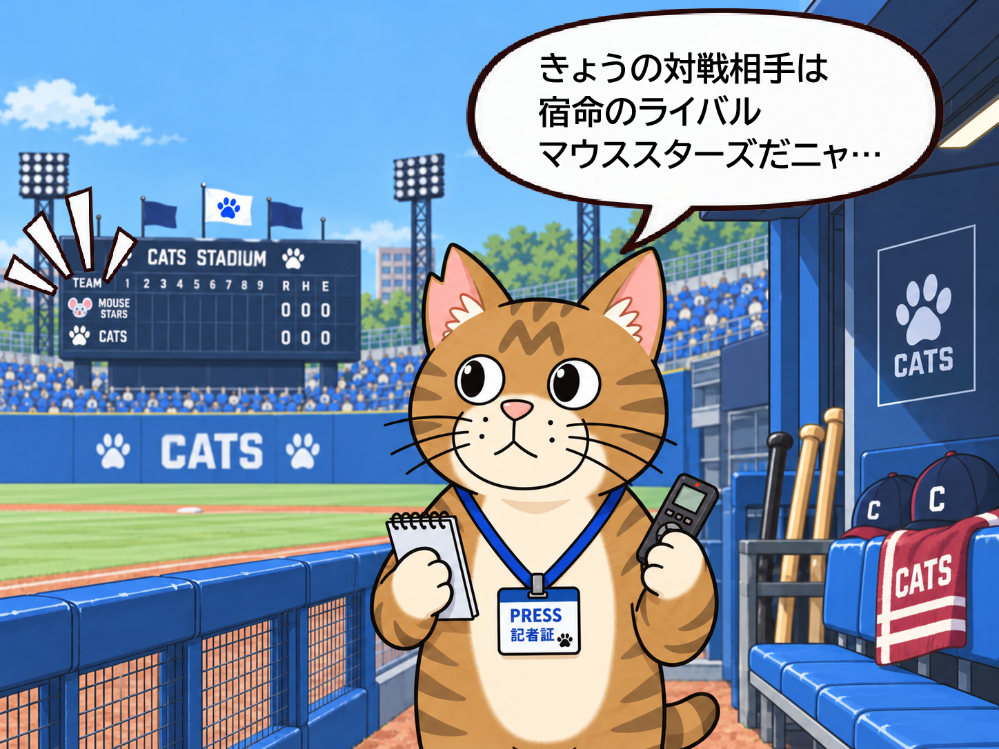 試合前のスコアボードを見上げるブンタ